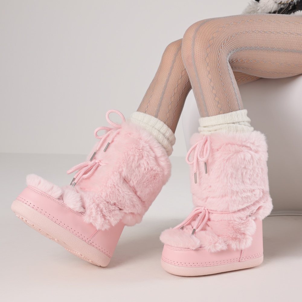 Espadrille Slip On - Botas peludas para mujer, botas planas