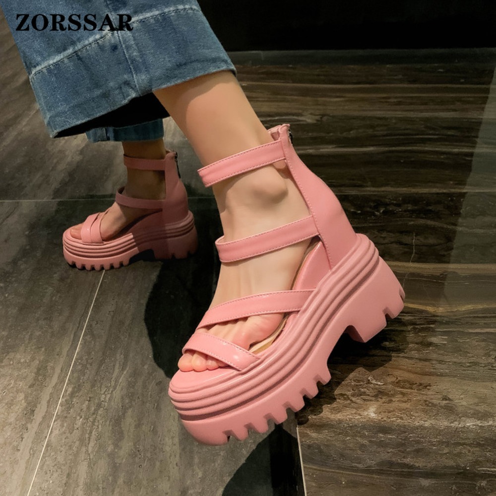 Casual Sandal Leather - Sandalias de Plataforma con Tacón de