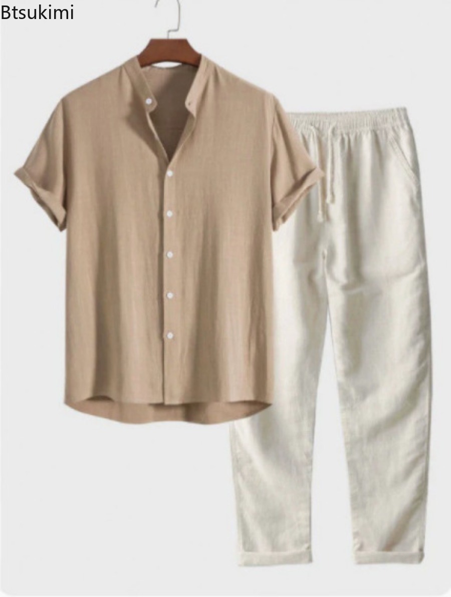 Short Linen Drawstring - Conjunto de Dos Piezas para Hombre,