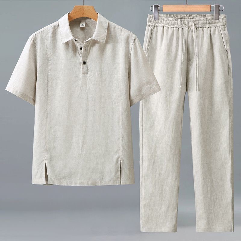 Short Linen Drawstring - Conjunto de Dos Piezas de Primavera/Verano,
