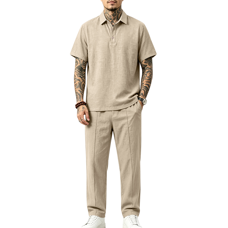 Short Linen Drawstring - Conjunto de 2 Piezas para Hombre,